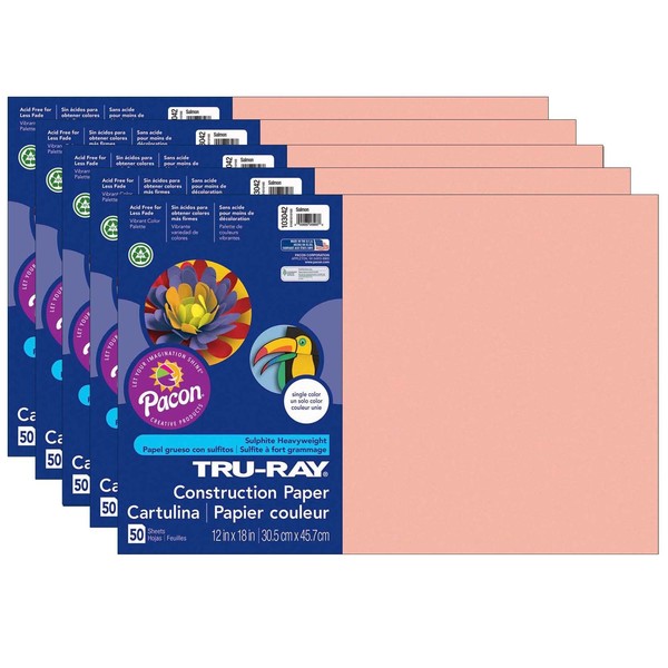 Pacon Tru-Ray® Construction Paper, Salmon, 12x18in, PK250 P103042